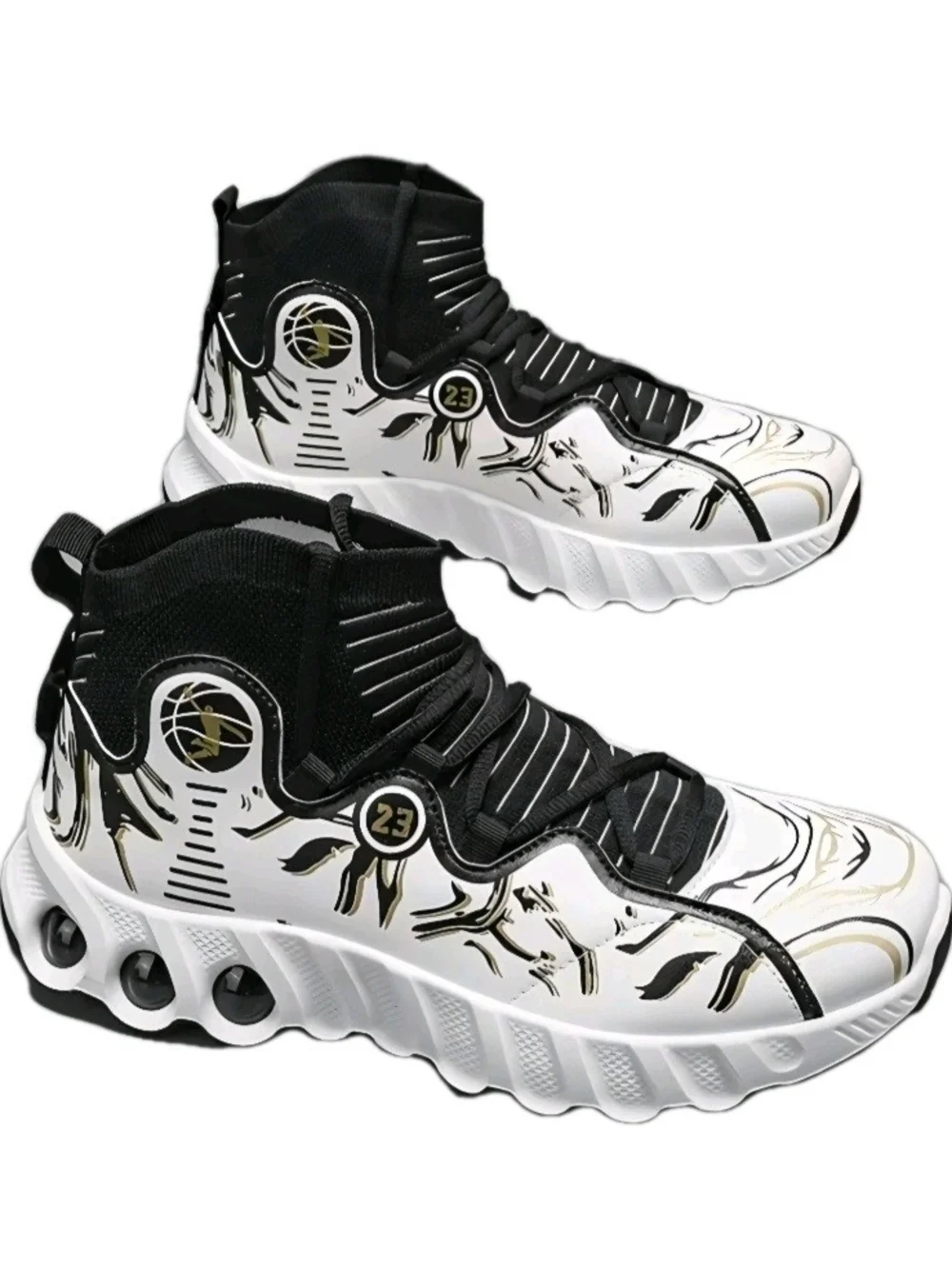 GSSZO HighTop Cushioned Basketball Shoes -White/Red/Black Three-Color Men's 11 - Picture 5 of 9
